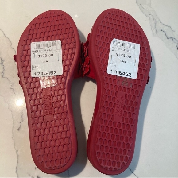 IMNYC Sz 7 Isaac Mizrahi Tina  Floral Slip On Vegan Leather Fabric Upper Sandals - Picture 10 of 10